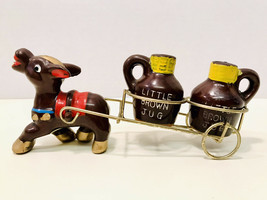 Vintage Donkey &amp; Cart With My Little Brown Jugs Redware Salt &amp; Pepper Shakers - £19.14 GBP