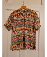 LL Bean Shirt Womens XL Tribal Short Sleeve Button Up Cotton Summer Top ... - $326.44 MXN