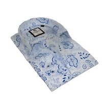 Men's Shirt By CASILA Turkey Cotton Blend Long Sleeves 501700-01 Blue Floral image 2
