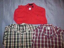 Boys Izod Red Sweater with 2 Matching Dress Shirts 14/16 - £10.20 GBP