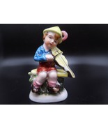 Vintage Boy With Violin fiddle ceramic figurine Made in Occupied Japan - $9.90