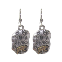MAMA BEAR Two Tone Dangle Earrings Silver and Copper - £9.03 GBP