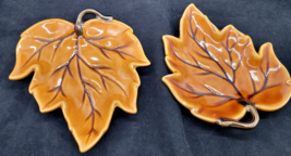 (2) Tabletops Gallery HONEY Hand Crafted Fall Leaf Shaped Appetizer Plat... - $18.51 CAD