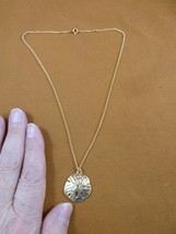 J-SAND-2) 7/8&quot; Sand dollar gold tone pendant on 18&quot; necklace sea shell j... - $11.99