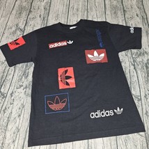 Adidas Originals All Over Graphic LOGO T-Shirt Black Mens Size S Small - $22.49