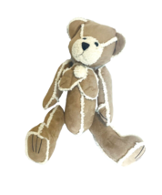 Stuffed Teddy Bear Poseable Jointable Tan Light Brown Vintage Plush Sherpa Trim - £17.57 GBP