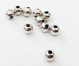 14k solid white gold 2 3 4 5 6 MM  round polish beads  (price for 10 pie... - $21.55