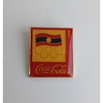 Vintage Coca-Cola Laos With Flag Olympic Lapel Hat Pin - $10.40