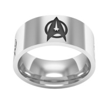 Trendy / Sci-Fi, 8mm Stainless Steel, Starfleet Logo / Star Trek Theme Ring - £13.58 GBP