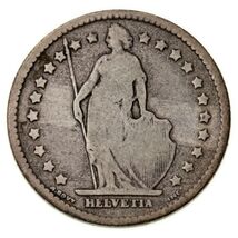 1876-B Swiss Franc (VF) Very Fine Condition KM 24 - $698.36 MXN