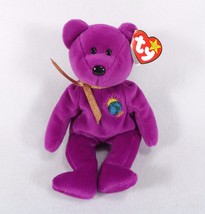 TY Beanie &quot;Millenium Bear&quot; 4th Generation Purple &quot;Error&quot; Adult Owned W/Tag - £11.25 GBP