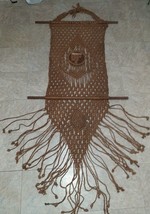 Vintage Large Jute Macrame Woven Boho Mid Century Wall Art Hanging 7 1/2 - £156.70 GBP