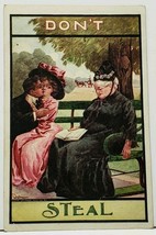 Don&#39;t Steal Humor Couple Steals Kiss While Old Woman Sleeps c1910 Postcard I5 - £4.66 GBP