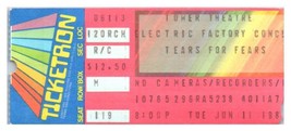 Larmes Pour Fears Concert Ticket Stub Juin 11 1985 Philadelphia Pennsylvanie - £35.80 GBP