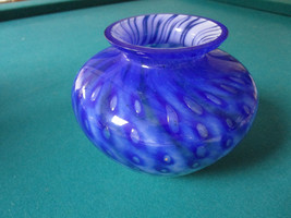 Crystal Studio Glass Green Blue Round Vase Czech Bohemian 6 X 6&quot; - £98.92 GBP