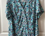 Croft &amp; Barrow Woman Button Up Blouse Womens Plus Size 1X Floral V Neck ... - £11.74 GBP