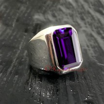 AA Huge Natural Amethyst Ring February Birthstone Mens Heavy 925 Silver Jewelry - £89.39 GBP