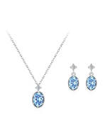 925 Sterling Silver Dreamy Ocean Heart Necklace Earrings Set For Women L... - €24,51 EUR+
