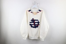 Deadstock Vtg 70s Streetwear Womens Large Nautical Boat Anchor Sweatshirt USA - £51.39 GBP