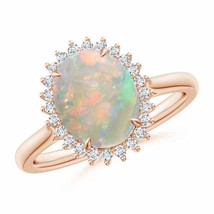 ANGARA Classic Oval Opal Floral Halo Ring for Women, Girls in 14K Solid Gold - £1,220.00 GBP