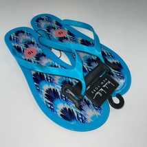 Nicole Miller Flip Flops New York 10 Blue Jelly Sandals Flipper Palm Aquamarine - £9.58 GBP