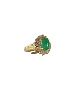 Fine Size 6.75 Round Imperial Jade Ring with 0.472ct Diamonds 18K Gold Band - $1,979.99
