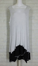 NOBLU Textured Tank Top Tunic Stretch Knit High Low Hem White Black Large - $54.44