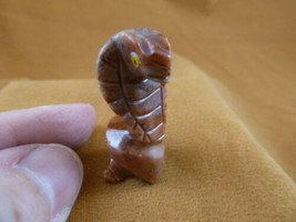 (Y-SNAK-19) little Red COBRA Snake gemstone carving soapstone Peru love ... - $8.59