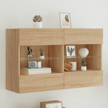 TV Wall Cabinet with LED Lights Sonoma Oak 98.5x30x60.5 cm - £50.33 GBP