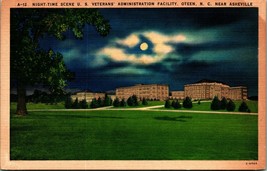 Veterans Administration Night Asheville North Carolina NC Linen Postcard S22 - £2.92 GBP