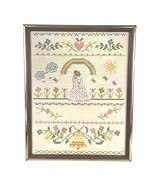 Vintage Bride &amp; Groom Wedding Cross Stitch Framed Handmade Anniversary Gift - $37.05