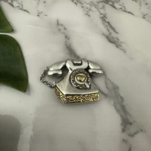Brighton Vintage Silver Metal Fridge Magnet Phone Telephone Gold Small D... - $35.63
