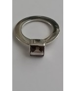 LADIES 925 STERLING SILVER RING SET WITH SMOKY QUARTZ STONE - SIZE N - $376.17 MXN