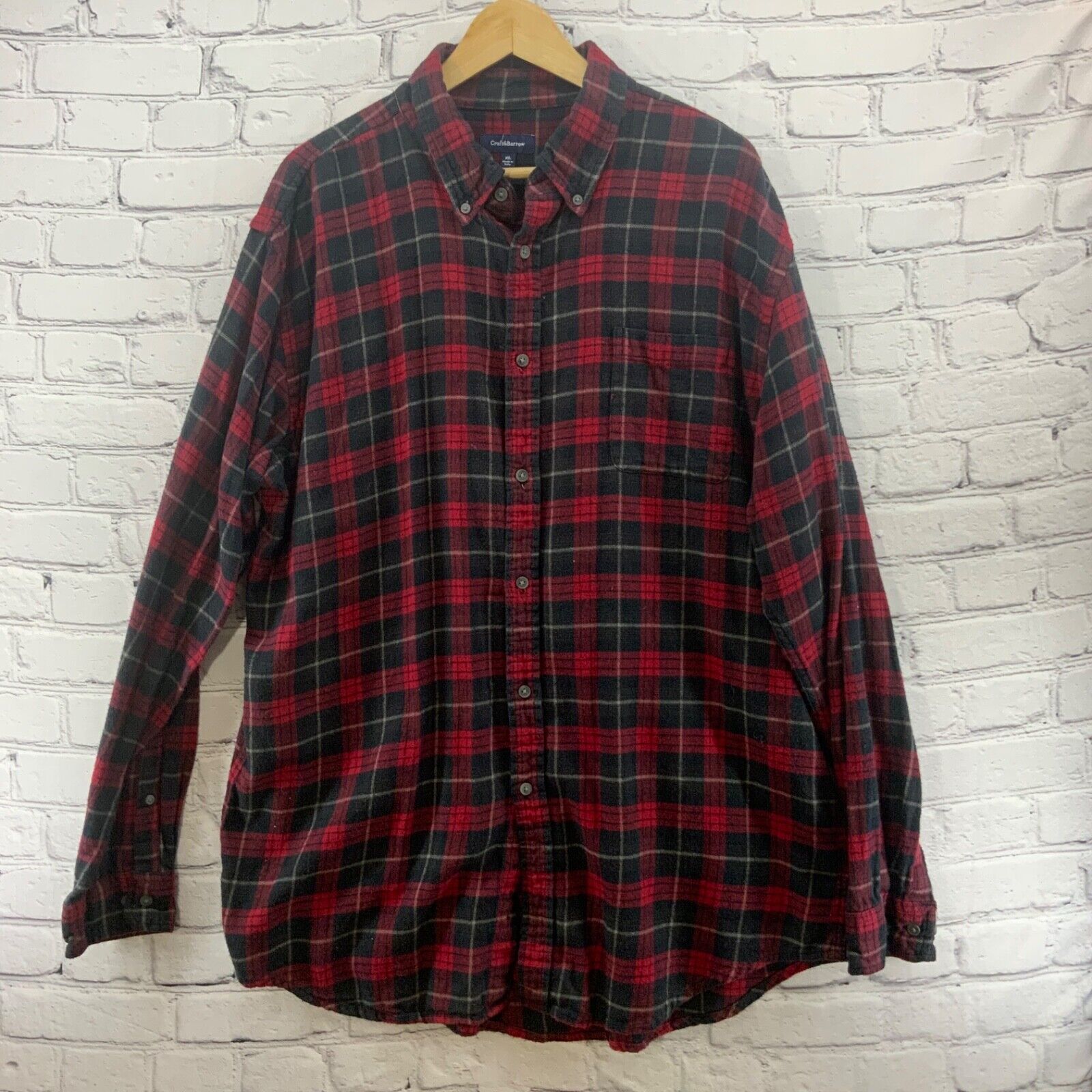 Primary image for Croft And Barrow Flannel Shirt Mens Sz XL Red Plaid Button Down Long Sleeve