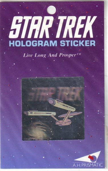 Classic Star Trek Enterprise and Name Hologram Sticker 1991 A H Prismatic SEALED - $5.94