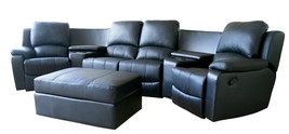 Black Real Genuine Leather Home Theater Seating Sectional Movie Seats Love Seat - £1,123.72 GBP