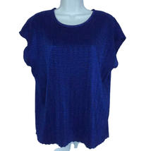 Notations Textured Blouse Top Women Sz L Blue Stretchy Sleeveless  - £13.95 GBP