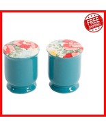 Charming Teal &amp; White Vintage Floral Salt and Pepper Shakers for Dining ... - $28.70