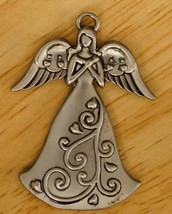 Pewter Metal Costume Jewelry Guardian Angel Necklace Pendant Charm 1.5&quot; - $12.86