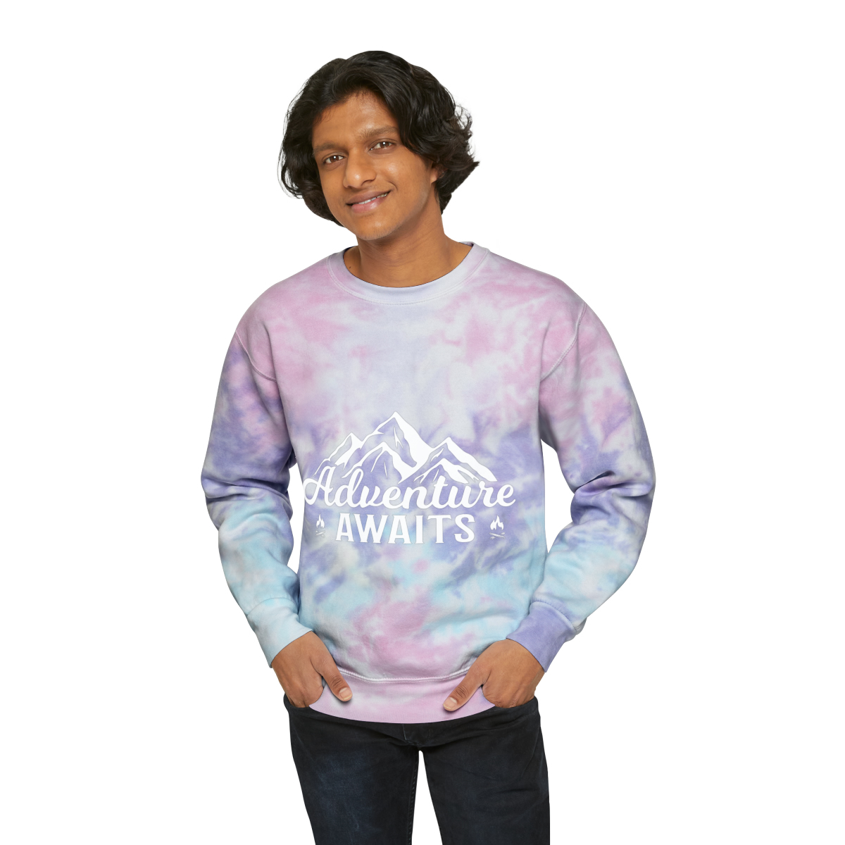 Primary image for Unisex Tie-Dye Sweatshirt "Adventure Awaits": Vibrant, Hand-Dyed Comfort for Out