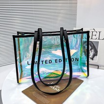 Fashion Women Clear Tote PVC Laser Waterproof Transparent Handbags Female Large  - £13.79 GBP