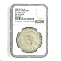 1949 Chine S $1 Dollar Sinkiang L&amp;M-842 Pointu de Base 1 By NGC Comme Au - $2,465.36