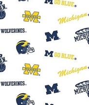 Cotton University of Michigan Wolverines U of M Fabric Print by the Yard D350.13 - £11.81 GBP