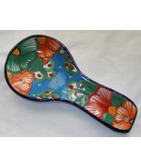 Mexican Talavera Large Wide Hand-Painted 10&quot; Long Clay Spoon Rest S5 - £13.97 GBP