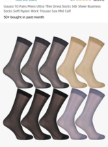 10 Pairs Mens Ultra Thin Dress Socks Silk Sheer Business Socks Soft Nylo... - $7.80