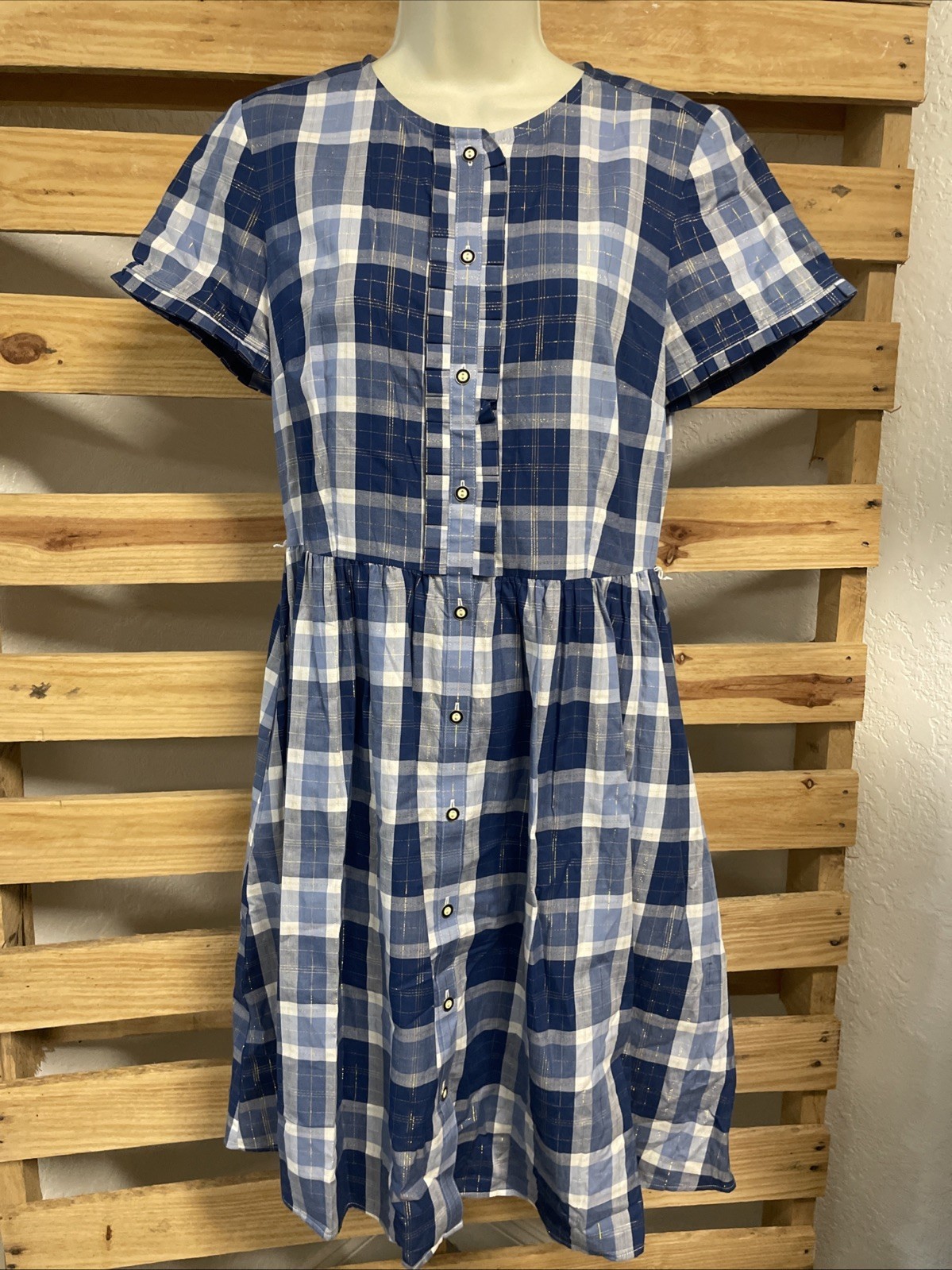 Brooks Brothers Red Fleece Collection Blue Gold Plaid Dress Woman&#39;s Size... - $24.75