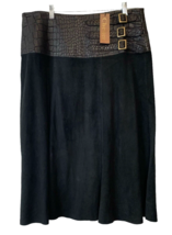 Glen Arthur for D. Chester Suede and Leather Skirt Buckle Details Flare ... - $136.50