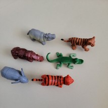 Bundle Of Jungle Animals - Plastic Toys 2 Tigers Crocodile 2 Hippos Elephant - £4.46 GBP