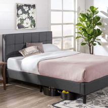 Zinus Lottie 40” Upholstered Platform Bed Frame, Grey, Twin - $177.99
