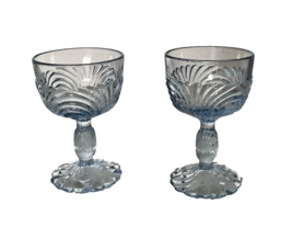 CAMBRIDGE Caprice Moonlight Blue Pressed Glass 2 Liquor Cocktail Stems 4 1/8&quot; - £25.13 GBP